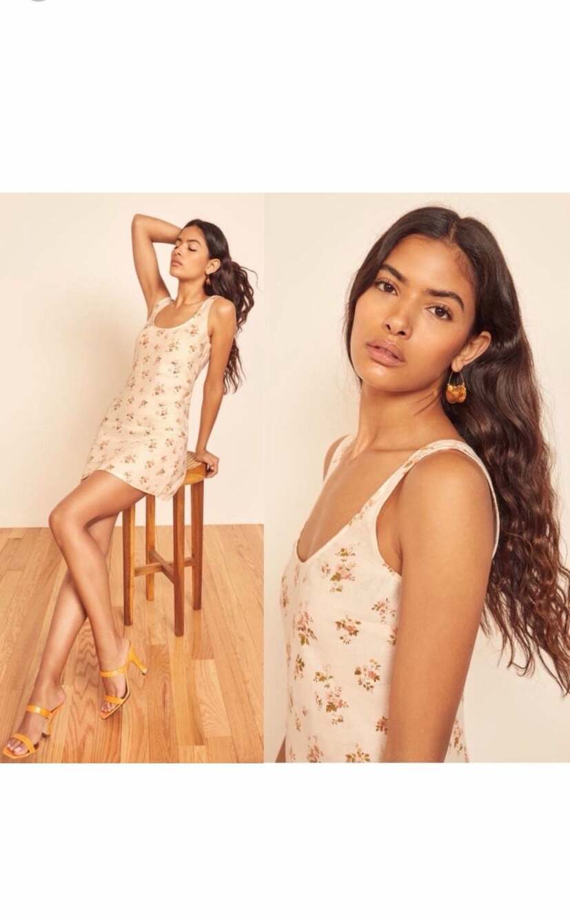 Reformation Bo Linen Floral Mini Dress - size Small